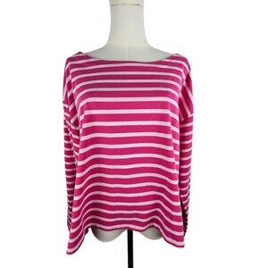 J. Crew Cropped Fit Top XL Striped Cotton Pink White Nautical Knit